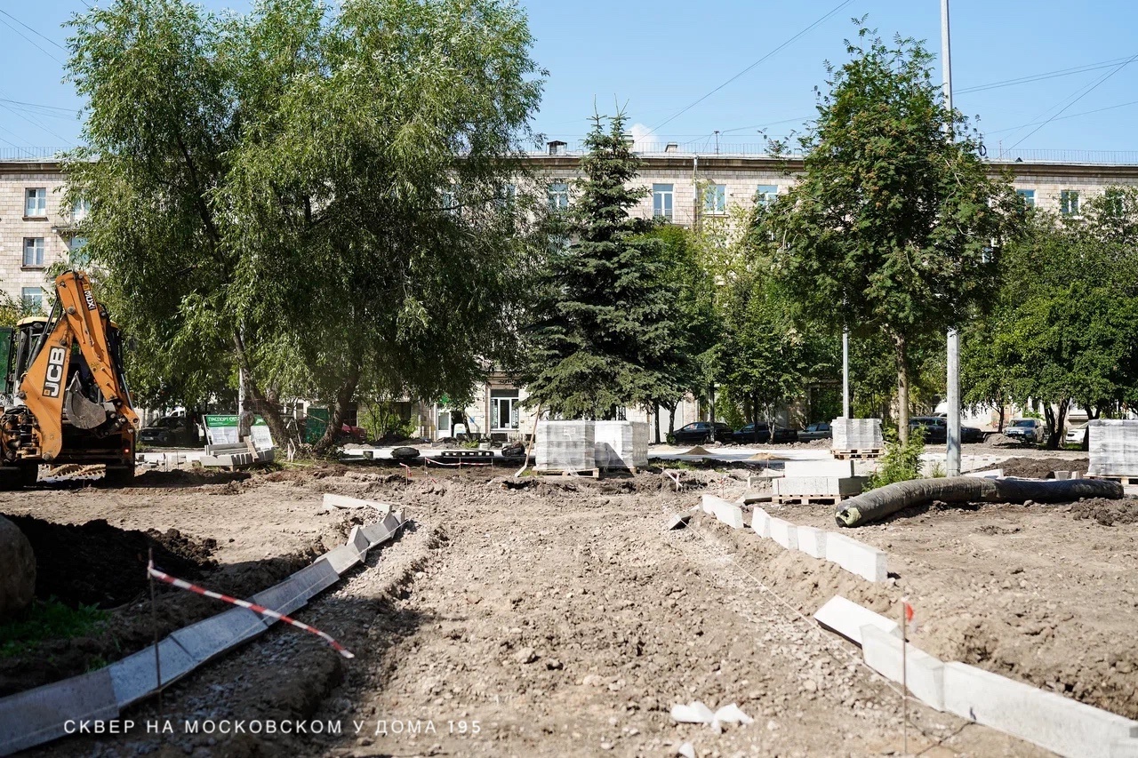 Благоустройство сквера в Московском районе Петербурга скоро завершат